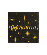 Gefeliciteerd Servetten Goud Zwart Sterren 16st